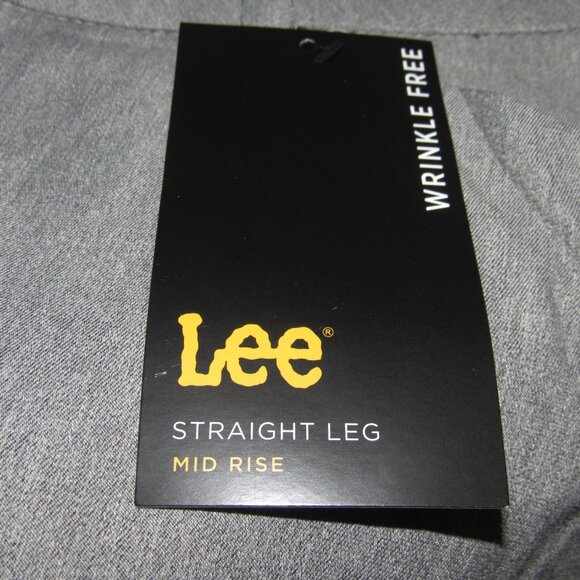 NWT LEE Mid Rise Straight Leg Wrinkle Free Gray Career Pants Size 14 Medium - Picture 6 of 8